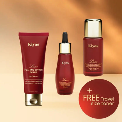 Kiyas Complete Detan Ritual - 3-Step Brightening System with Hibiscus, Vitamin C & Rose