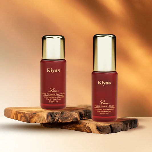 Kiyas Cleanse & Tone Duo Essential Skincare Starter Set with Rose Face Wash Powder & Pore-Reducing Toner Perfect Daily Ritual
